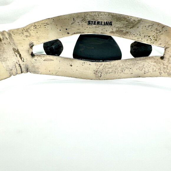 Vintage Sterling Silver Cuff Bracelet With Kingman Turquoise Gemstone 32 Grams - Picture 3 of 11